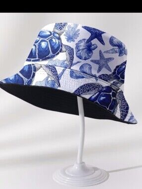 Sea Turtle Shell Beach Decor Bucket Fisherman Hat NEW